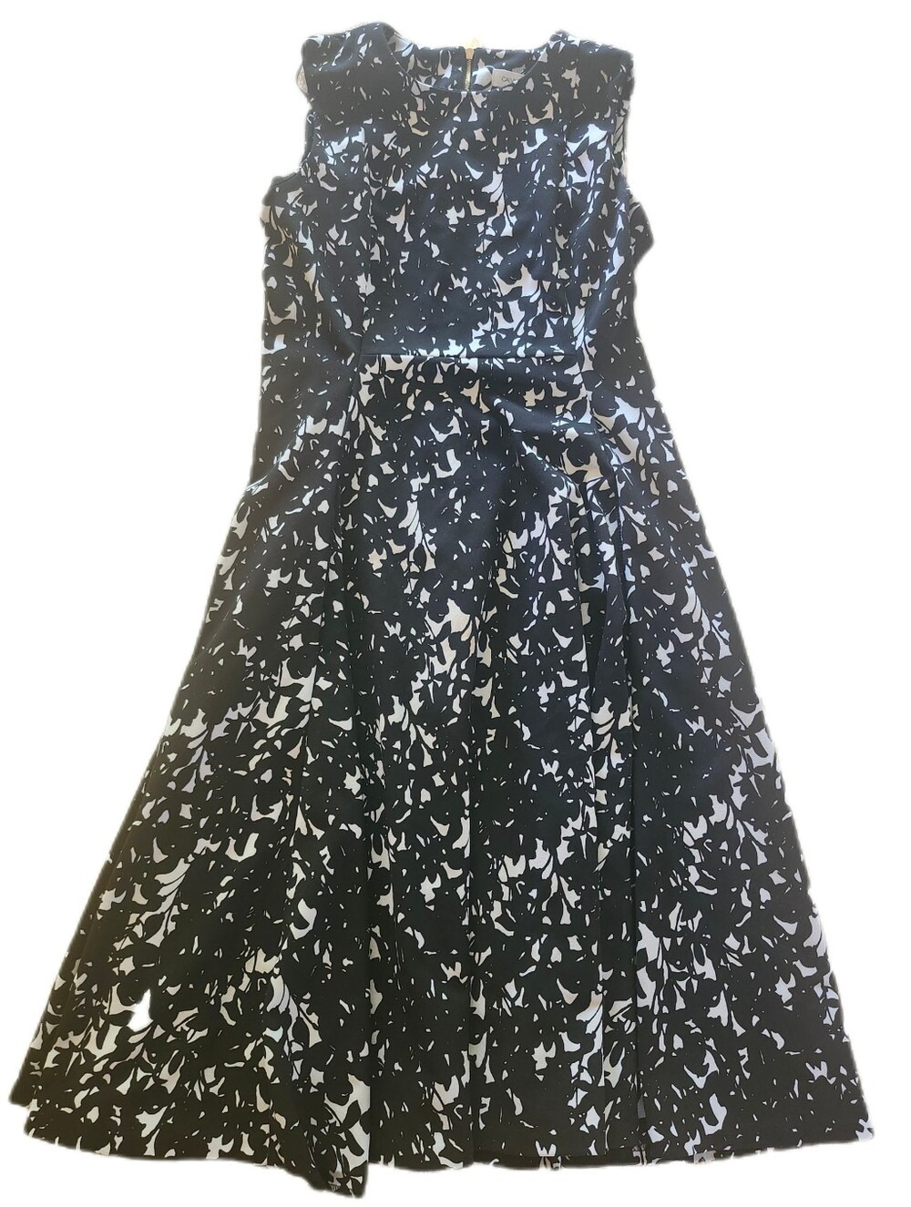 Calvin Klein Black and White Printed Midi Dress